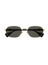 Gucci Womens Gold Gg1593s Rectangular-frame Metal Sunglasses In 001 Gold Black Grey