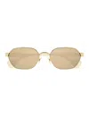 Gucci Running Mini Rectangular Sunglasses In 002 Gold Ivory Pink