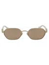 Gucci Running Mini Rectangular Sunglasses In 002 Gold Ivory Pink