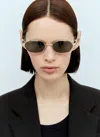 Gucci Womens Gold Gg1593s Rectangular-frame Metal Sunglasses In Black