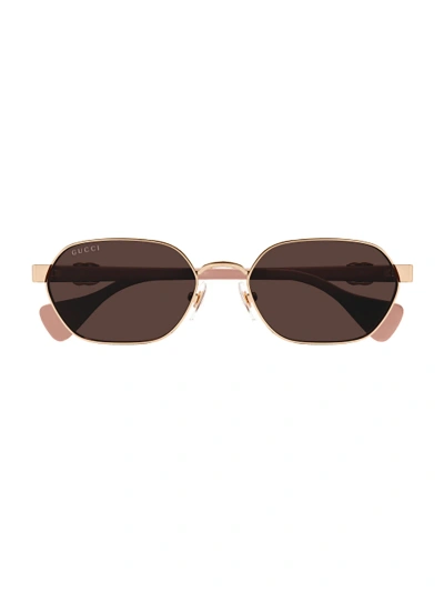 Gucci Gg1593s Sunglasses In Gold Pink Violet
