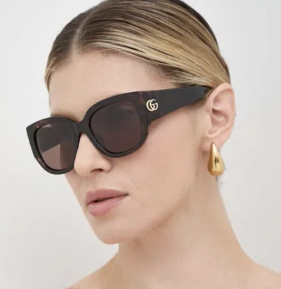 Pre-owned Gucci Gg1599sa-002 Havana Sunglasses In Brown