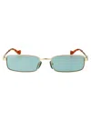 Gucci Rectangle-frame Sunglasses In 003 Gold Gold Green