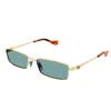 Gucci Rectangle-frame Sunglasses In 003 Gold Gold Green