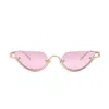 Gucci Gg1603s Linea Gg Logo 003 Gold Pink Sunglasses In Pink