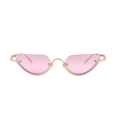 Gucci Gg1603s Linea Gg Logo 003 Gold Pink Sunglasses