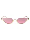 Gucci Gg1603s Linea Gg Logo 003 Gold Pink Sunglasses In Pink