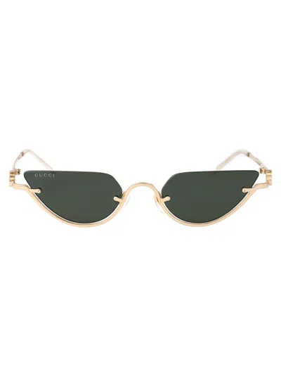 Gucci Gold Gold Grey Metal Sunglasses
