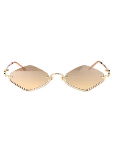 Gucci Gg1604s Gold-tone Metal With Orange Accents Sunglasses In Brown