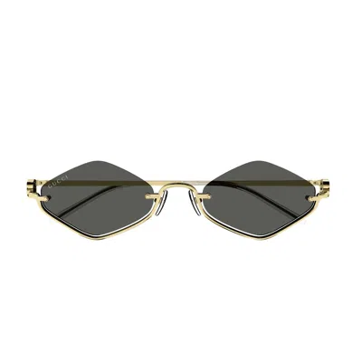 Gucci Gg1604s Linea Gg Logo 001 Gold Grey Sunglasses In Oro