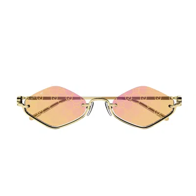 Gucci Gg1604s Linea Gg Logo 004 Gold Yellow Sunglasses In Oro