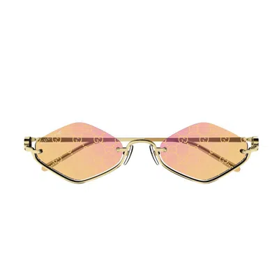 Gucci Gg1604s Linea Gg Logo 004 Gold Yellow Sunglasses