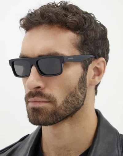Pre-owned Gucci Gg1616s-001-57 Black Sunglasses In Gray