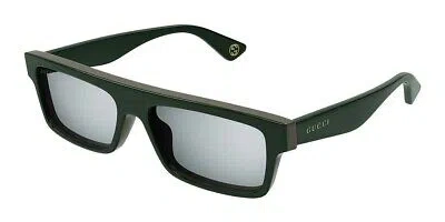 Pre-owned Gucci Gg1616s-003-57 Green On Light Gree Sunglasses In Silver