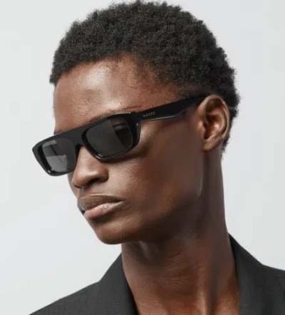 Pre-owned Gucci Gg1617s-001-56 Black Sunglasses