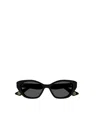 Gucci Gg1638s Linea Lettering 001 Black Grey Sunglasses In Black