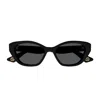 Gucci Gg1638s Linea Lettering 001 Black Grey Sunglasses In Nero