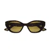 Gucci Gg1638s Linea Lettering 002 Havana Gold Sunglasses In Marrone