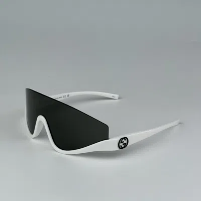 Pre-owned Gucci Gg1650s 007 White Grey Unisex Shield Mask Sunglasses Gg 1650s In Gray