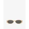 Gucci Womens Cream Gg1660s Oval-frame Acetate Sunglasses