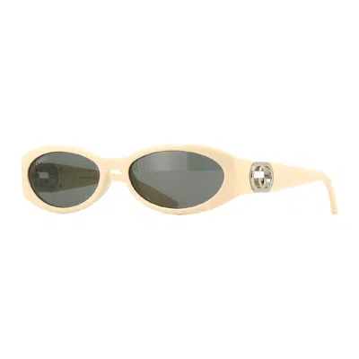 Gucci Gg1660s Shiny Ivory Mini Sunglasses With Light Mirror In Neutral