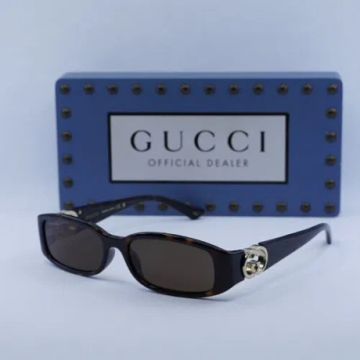 Pre-owned Gucci Gg1661s 002 Dark Havana/brown 54-16-135 Sunglasses