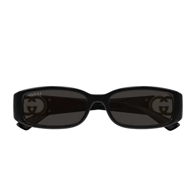 Gucci Gg1661s Linea Gg Logo 001 Black Grey Sunglasses In Nero