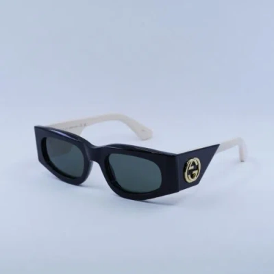 Pre-owned Gucci Gg1664s 001 Black/ivory/grey 51-21-140 Sunglasses In Gray