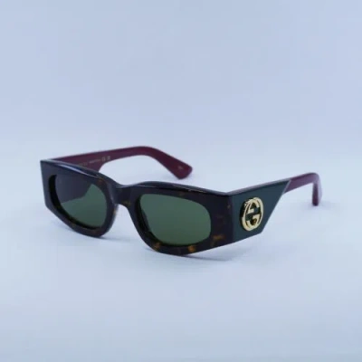 Pre-owned Gucci Gg1664s 002 Dark Havana With Red/dark Green 51-21-140 Sunglasses
