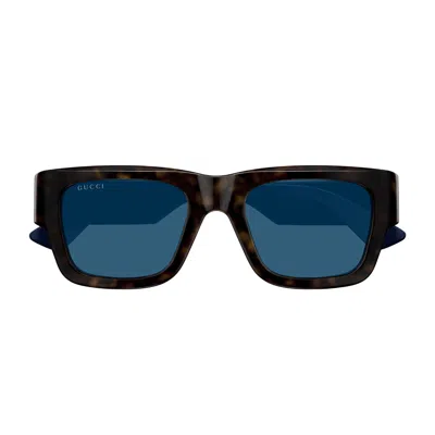 Gucci Gg1668s Linea Lettering 002 Havana Red Blue Sunglasses In Multi