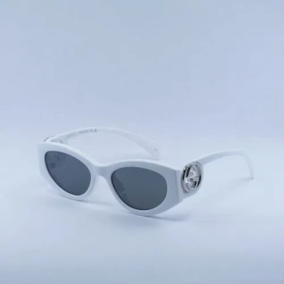 Pre-owned Gucci Gg1691s 006 White/grey Silver Mirror 54-19-145 Sunglasses