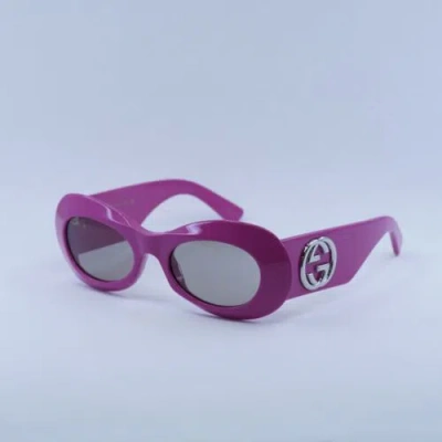 Pre-owned Gucci Gg1696s 004 Shiny Fuchsia/light Grey 51-20-140 Sunglasses In Gray