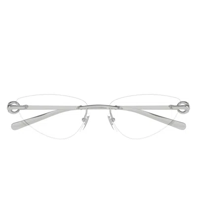 Gucci Gg1702 O 001 Silver/transparent Women's Eyeglasses In Gold