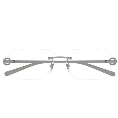 Gucci Gg1703 O 001 Ruthenium/transparent Men's Eyeglasses In Gray