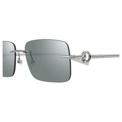 Gucci Gg1703s-002 Silver-silver-green In Metallic