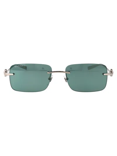 Gucci Gg1703s Sunglasses In Silver-silver-green