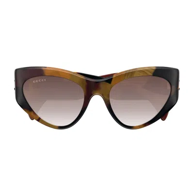 Gucci Gg1704s Linea Rivets 002 Havana Brown Sunglasses In Marrone