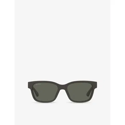 Gucci Womens Grey Gg1716s Rectangle-frame Injected Sunglasses