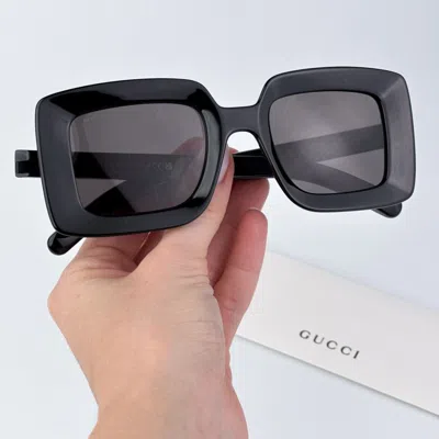 Pre-owned Gucci Gg1718s 001 Black Grey Women Square Sunglasses Gg 1718s In Gray
