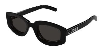 Gucci Grey Irregular Ladies Sunglasses Gg1719s 001 51 In Burgundy