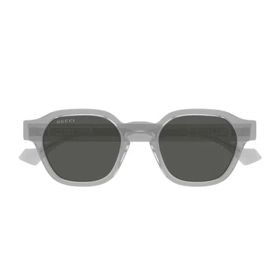 Gucci Gg1730s Linea Lettering 004 Grey Grey Sunglasses In Grigio