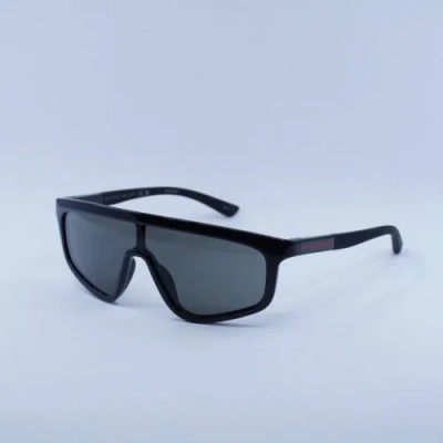 Pre-owned Gucci Gg1736s 001 Shiny Solid Black/grey 99-1-145 Sunglasses In Gray