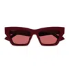 Gucci Gg1753s Linea Emblem 004 Burgundy Brown Sunglasses In Burgundy