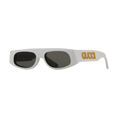 Gucci Gg1771s002 Geometric White Frame Sunglasses In Gold