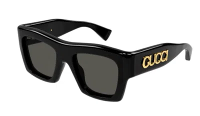 Pre-owned Gucci Gg1772s 001 Black/grey Square Women's Sunglasses In Gray