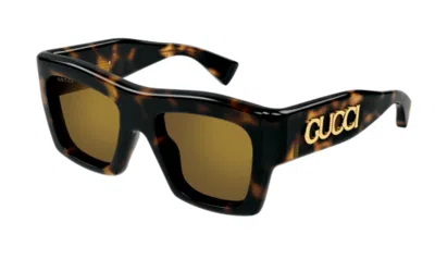 Pre-owned Gucci Gg1772s 007 Havana/brown Square Women's Sunglasses