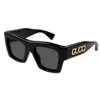 Gucci Grey Square Ladies Sunglasses Gg1772s 001 52 In 001 Black Black Grey