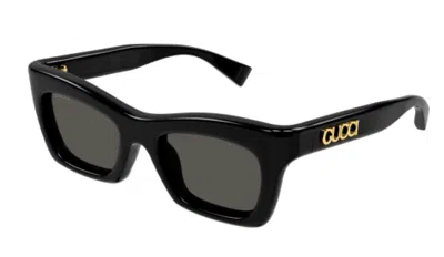 Pre-owned Gucci Gg1773s 001 Black/grey Cat Eye Women's Sunglasses In Gray