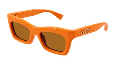 Pre-owned Gucci Gg1773s 004 Orange/brown Cat Eye Women's Sunglasses