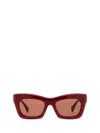 Gucci Rectangle-frame Sunglasses In Brugundy